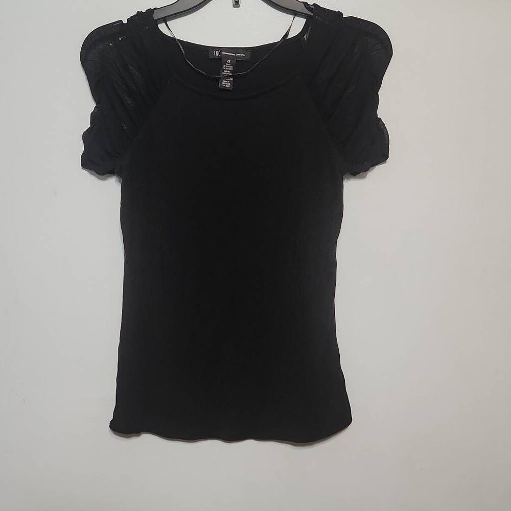 INC International Concepts size XS Black Puff short-sleeve top
